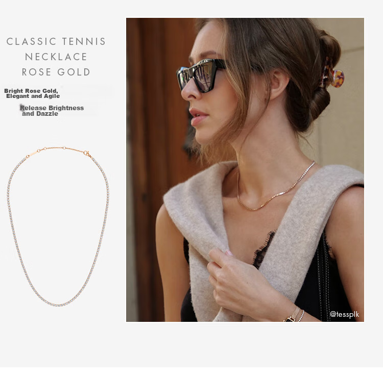DanielWellington DW Necklace for Women, Starlight Tennis Moonlight Silver Collarbone Chain DW389 Birthday Gift for Girls 8