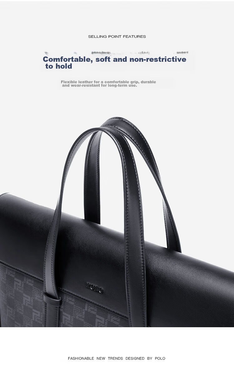 POLO Briefcase, Men's Business Handbag, 16-Inch Laptop Bag for Men, Commuter Shoulder Bag, Durable Crossbody Bag for Me 10