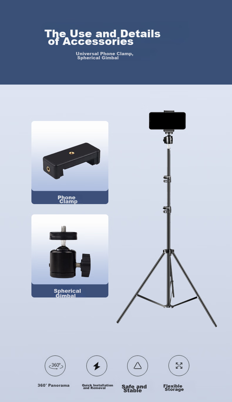 LINGCHEN Floor-Standing Phone Stand, Live Streaming Tripod for TikTok And Kuaishou Short Videos, Influencer Triangle Stand, Outdoor Portable Bracket, 2.1 Meters Foldable Storage 14