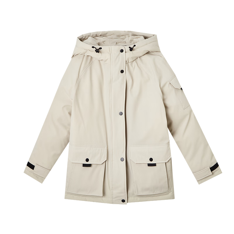 Dme [Sanfang Black Technology] Winter Warmth 90% Duck Down Hooded Adjustable Cuff Velcro Down Jacket Coat