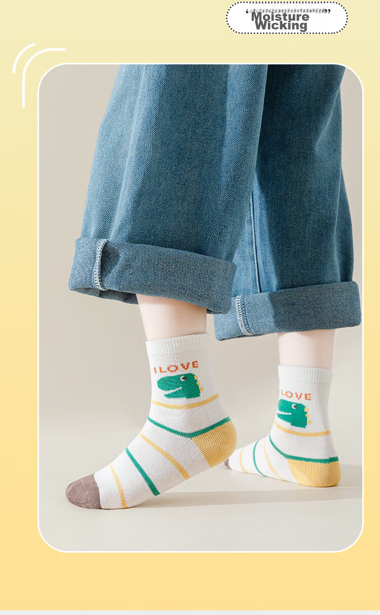 MiiOW Children's Socks for Boys, [Odor-Resistant Breathable + Fun Cartoon], Mid-Calf Cotton Socks, Baby Boys All-Season Casual Socks 11