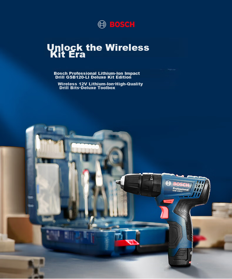 BOSCH Electric Drill, 12V Lithium Battery, Household Hand Drill, Wall Drilling, Screw Driving, GSB120 Single Battery, 84 Accessories, Manual Tools 2