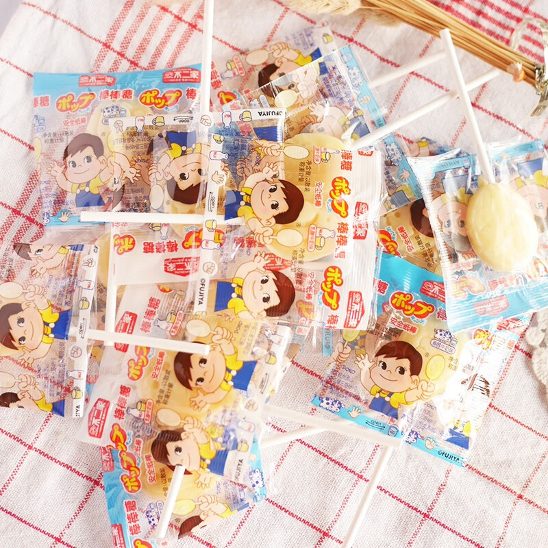 不二家 香醇牛奶+乳酸棒棒糖 116g(20支) 儿童糖果 休闲零食 水果糖礼物