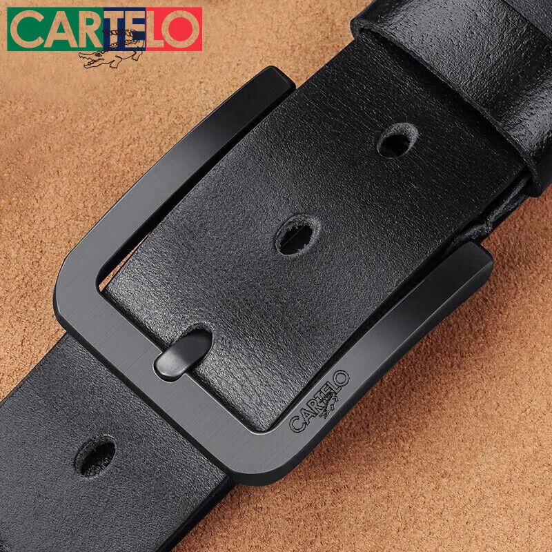 CARTELO Men's Leather Belt, Fashionable Vintage Top-Grain Cowhide Pin Buckle Waistband, Business Trouser Belt, Gift for Boyfriend