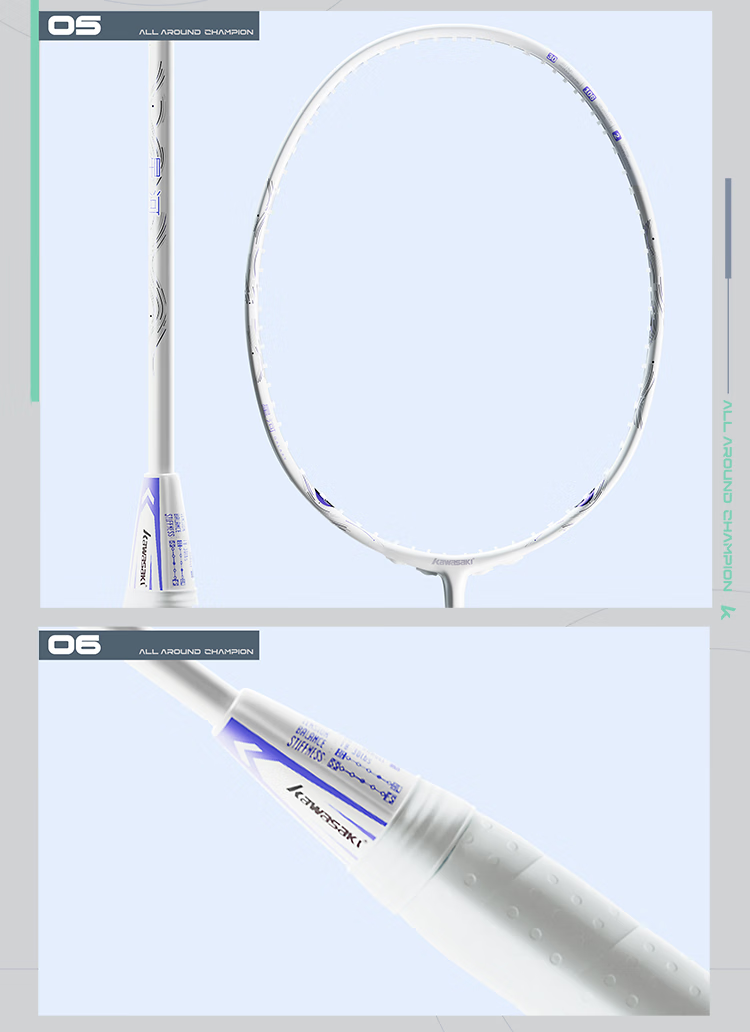 Kawasaki Badminton Racket, Full Carbon Single Racket, Ultra-Light Professional Durable Model, Glory Starry Sky Jingtianlan (Pre-Strung) 16