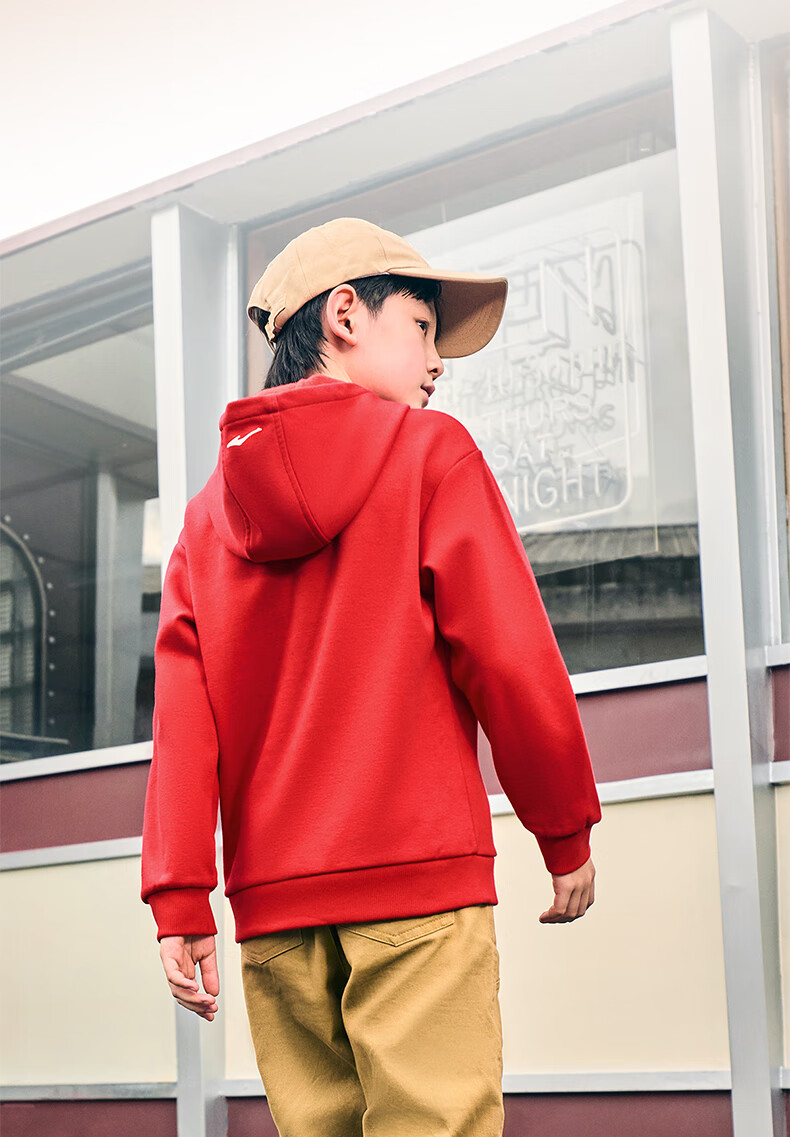 ERKE Kids Unisex Hooded Sweatshirt Children's Winter Warm Thick Hoodie Dongfanghong 130 11