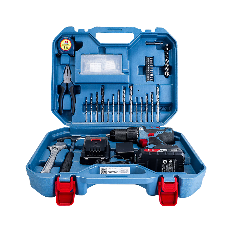 Dongcheng 20V Brushless Impact Drill, Household Electric Drill Tool Box, Power Tool Set, DCJZ05-13T