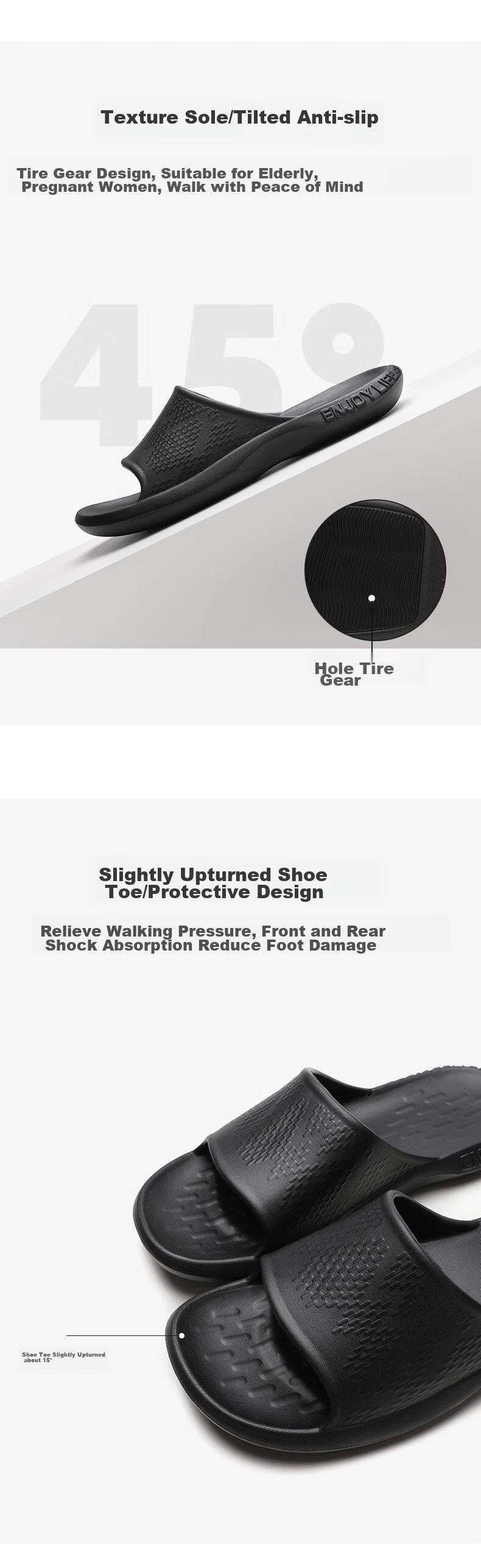 GUOLUOFEI Thick-Soled Couple Slippers, Bathroom Shower Summer Non-Slip Home Indoor Shoes for Men And Women, Black, Size 43-44 4