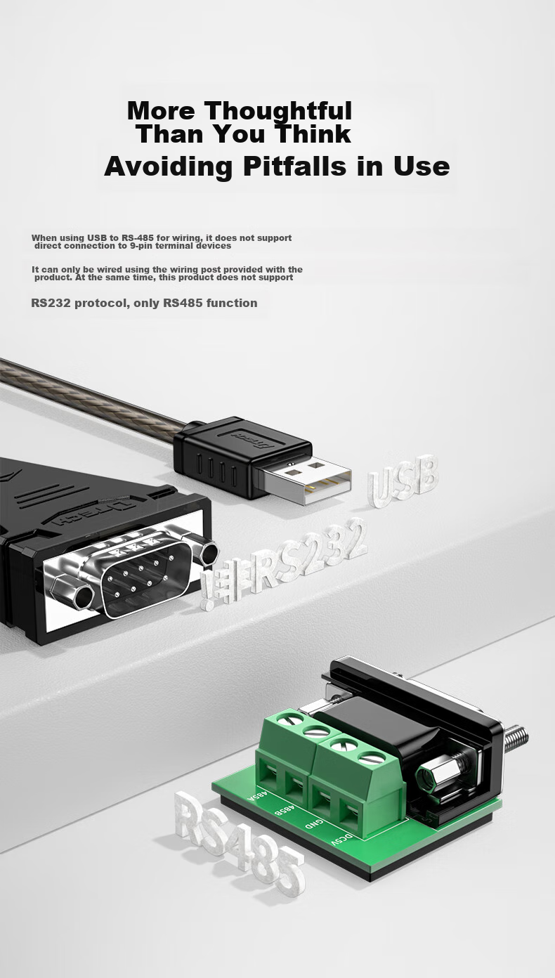 DTECH USB to RS485 Serial Cable, 9-Pin Adapter for COM Port, Debugging Cable for Laptops to Connect Attendance Machines, Barcode Scanners, And Tax Control Devices, 0.5 Meter IOT5072 11