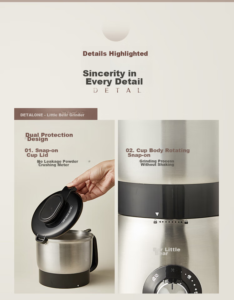 Bear Grinder, Home Powder Grinding Machine, Powder Maker, Chinese Herbal Medicine Crusher, Food Processor, Stainless Steel Powder Grinding Machine FSJ-A03E1 18