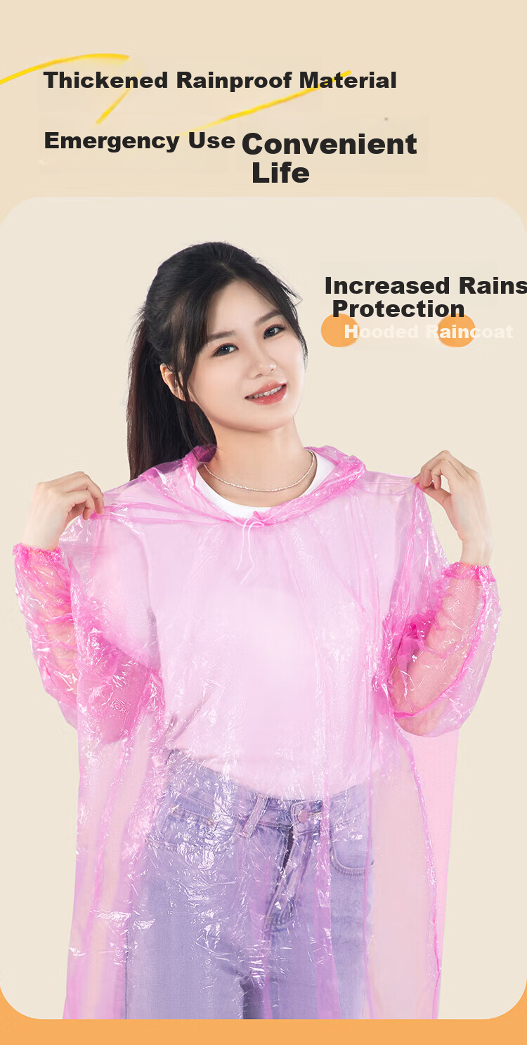 BADIGAO Disposable Raincoat for Children, Thickened Card-Style Long Full-Body Storm Protection, Transparent Rain Poncho for Students' School Commute, Hiking And Cycling 7