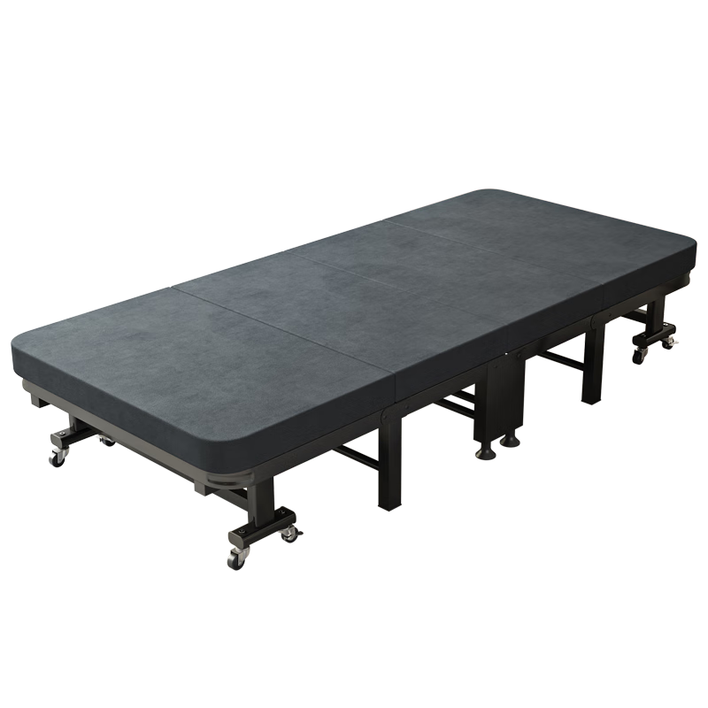 Leaijia Folding Bed, Office Nap Bed, Single Person Tech Fabric Home Bed, Portable Latex Pad, Hard Board, Four-Fold Accompanying Bed