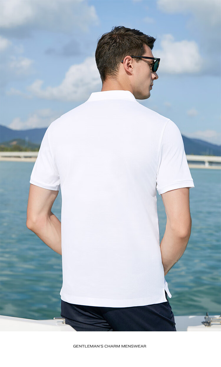 Andongniao [Double-Thread 100% Cotton] Men's High-End Polo Shirt, Smooth Short-Sleeve Summer Lightweight Luxury Collared Breathable Pique T-Shirt 10