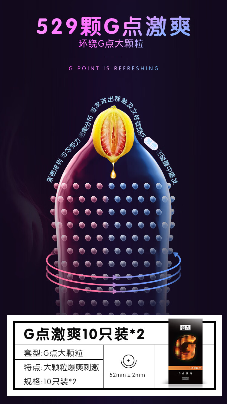 名流 避孕套快潮狼牙大颗粒安全套套螺纹男用女用成人计生性用品50只