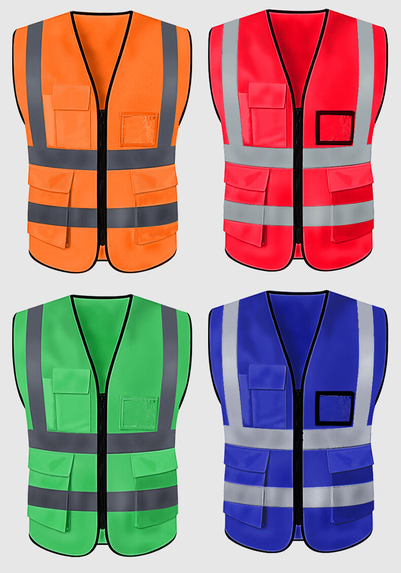 DOLNESRN Reflective Vest Thickened Multi-Pocket Fluorescent Yellow Construction Sanitation Work Night Riding Traffic Safety Vest 3