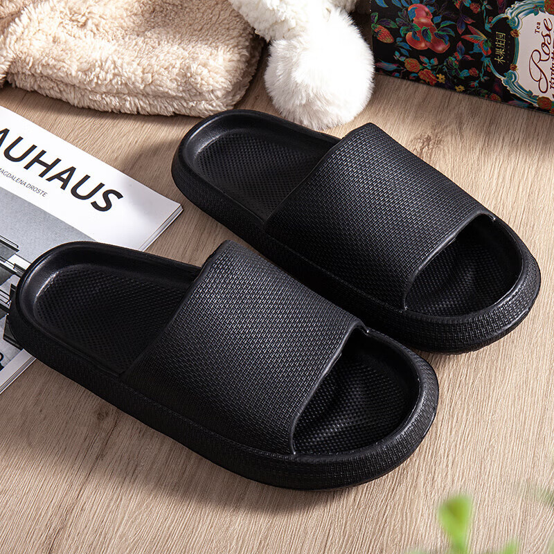 IQGD Slippers for Men And Women, Home Couple Style, Indoor And Outdoor Shower Sandals 002 Black Size 36-37