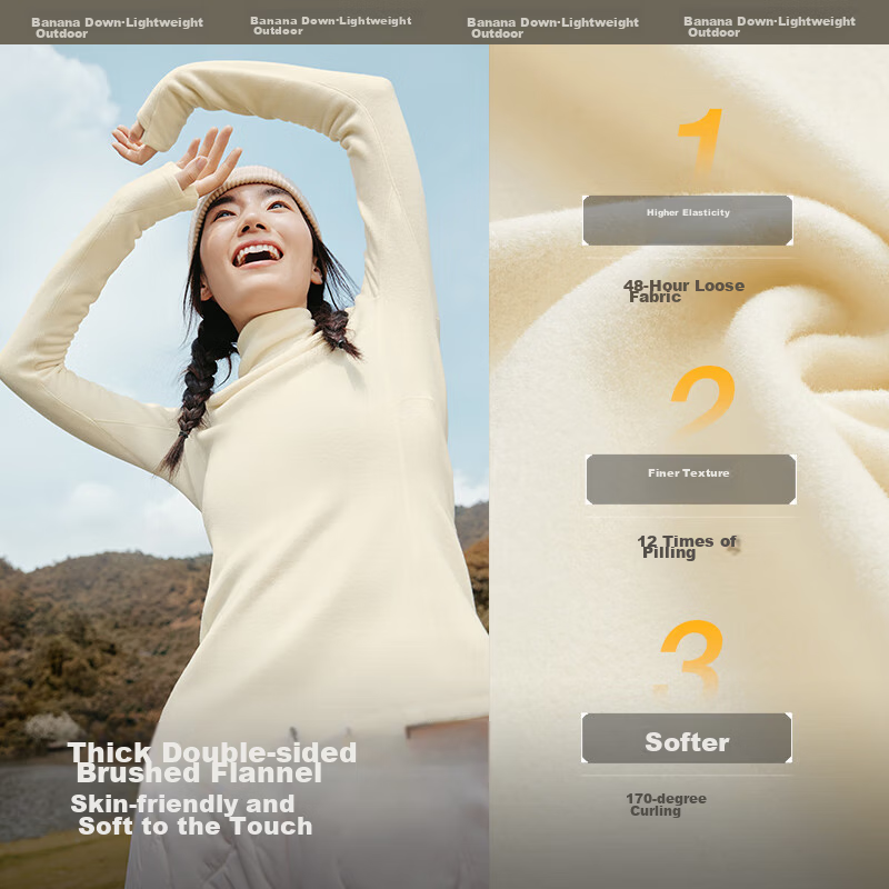 Beneunder Fleece Base Layer, Turtleneck, Autumn And Winter Warmth, Slim Fit, Elastic Inner Wear, Women's Top PM003