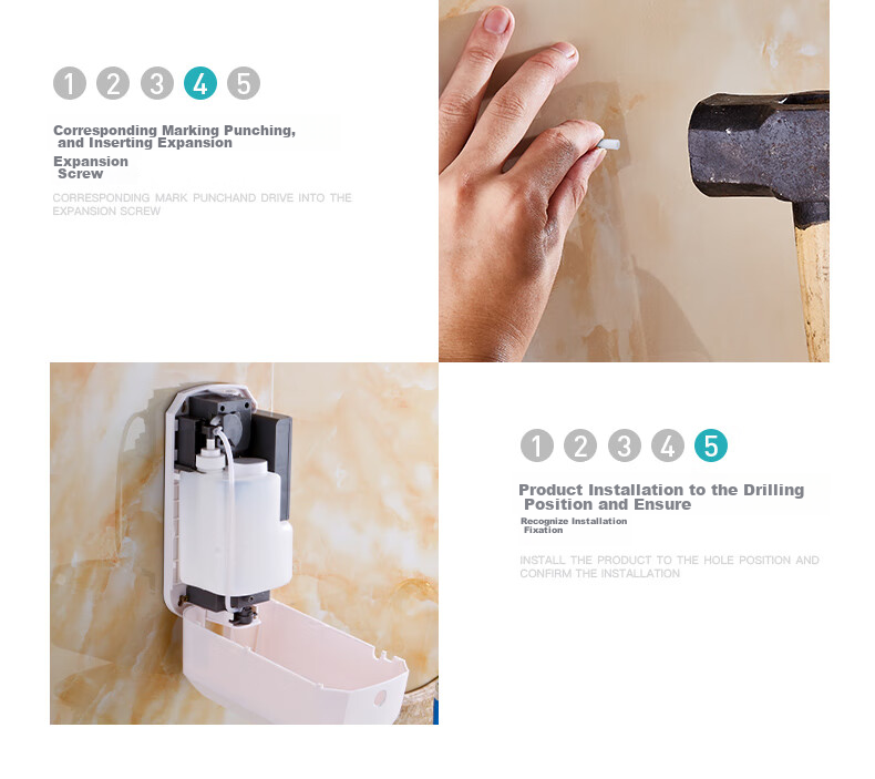 MODUN M-D12 Sensor Wall-Mounted Soap Dispenser, Bathroom Hand Soap Machine with Soap Liquid Container 14