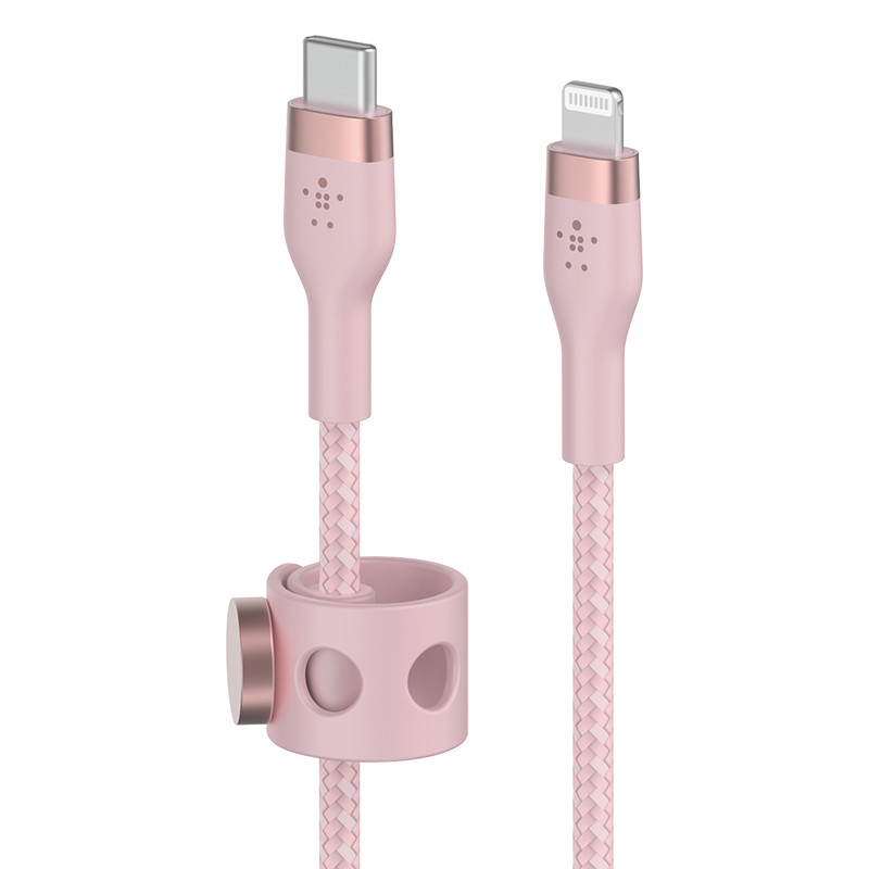 BELKIN Apple Charging Cable, Double-Layer Braided, MFi Certified, Apple Phone PD Fast Charging, Type-C to Lightning Charging Cable, 1 Meter Pink, CAA011