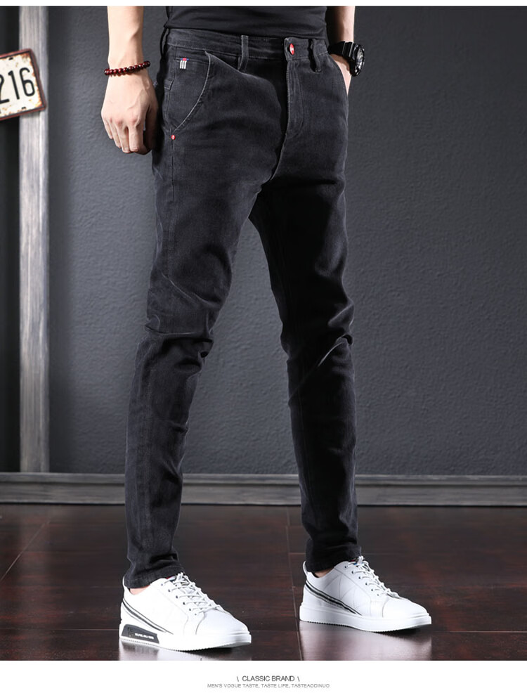 PLAYBOY Men's Jeans Autumn Winter Loose Straight Leg Casual Pants Black 28 12