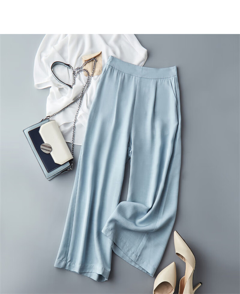 Dme [Sea Salt Mint] Summer Loose-Fitting Commuter Slimming Wide-Leg Cropped Casual Pants 19