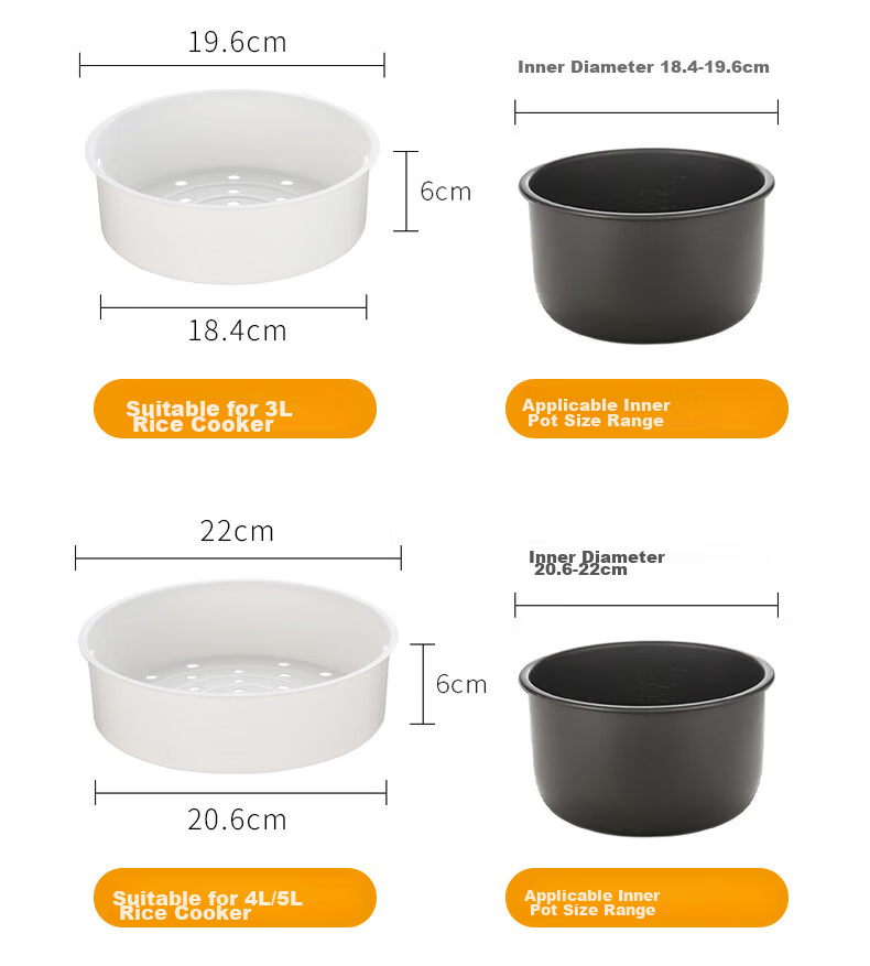 Jingwanhui Suitable for Midea Rice Cooker Steamer Ball Pot, 4L/5L Universal Rice Cooker Inner Steamer Rack, Steaming Tray, Steamer Basket, Ball Pot Inner Liner Size 20.1-20.8CM with Handle W808 17
