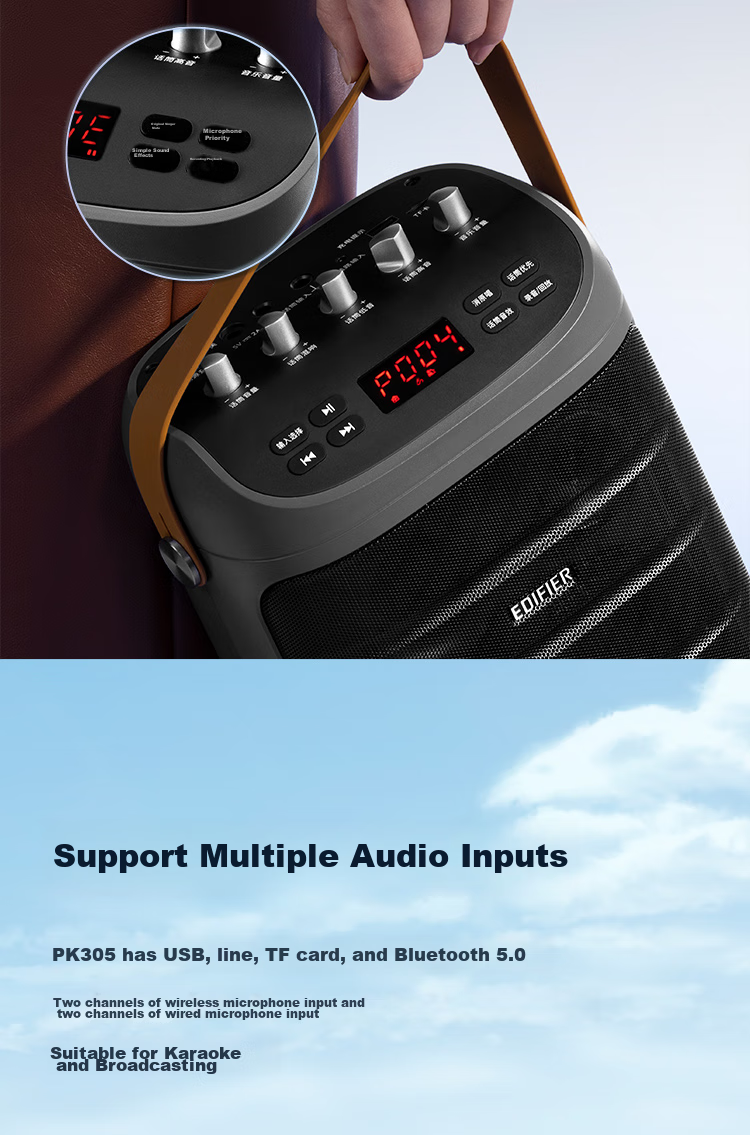 EDIFIER PK305 Portable Outdoor Mobile Speaker with Microphone, Karaoke-Specific Bluetooth Speaker for Camping And Outdoor Activities 14