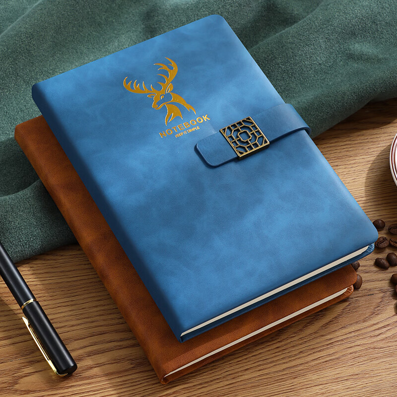 Faramon Notebook, A5 Size, Thick Leather Cover, Business Simple Office Meeting Record Book, Stationery Customization, A5 Dock Blue