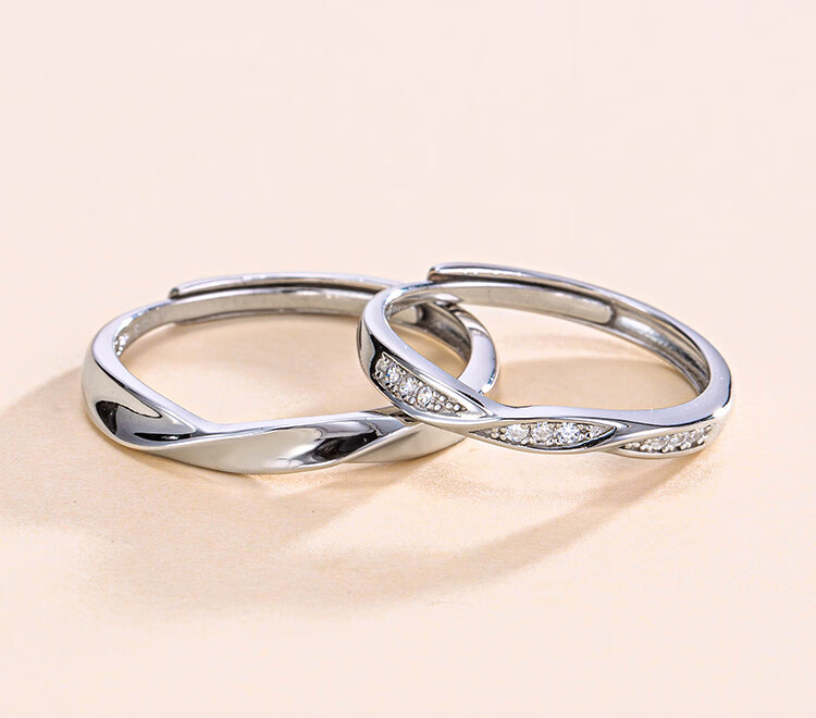 FanciFanci Twin Knot 925 Silver Couple Rings Open Adjustable Pair for Men and Women Anniversary Birthday Engagement Gift 10