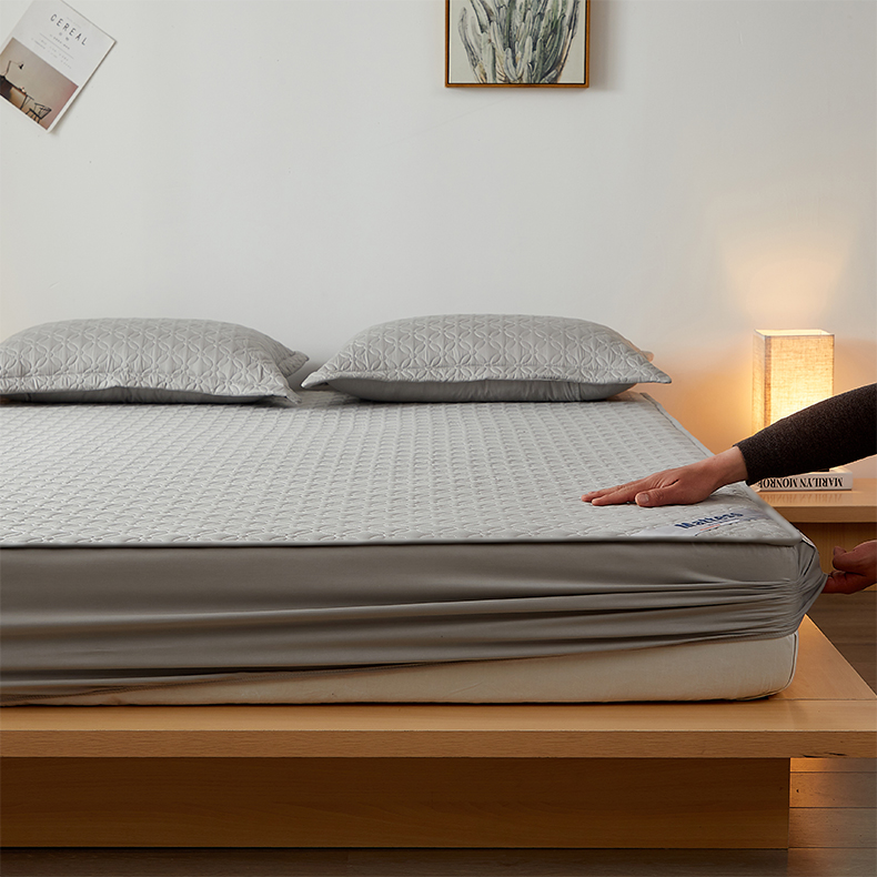 Hengyuanxiang Class A Pure Cotton Fitted Sheet, Single Piece, Single Bed, Protective Cover, Quilted Non-Slip Mattress Protector, Bed Cover, 150*200cm 22