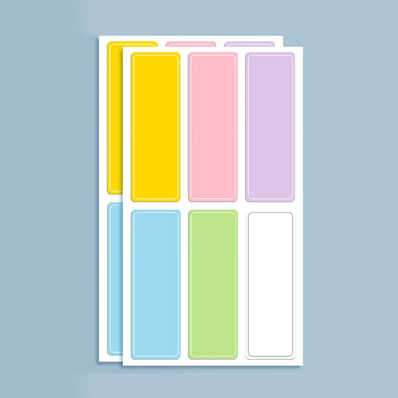 Yuhe Adhesive Labels, Colorful Classification Stickers, Index Stickers, Handwritten Self-Adhesive Name Tags, Waterproof Memo Pads, Reusable Sticky Notes for Journaling, 10 Large Sheets with 60 Pieces, 5215