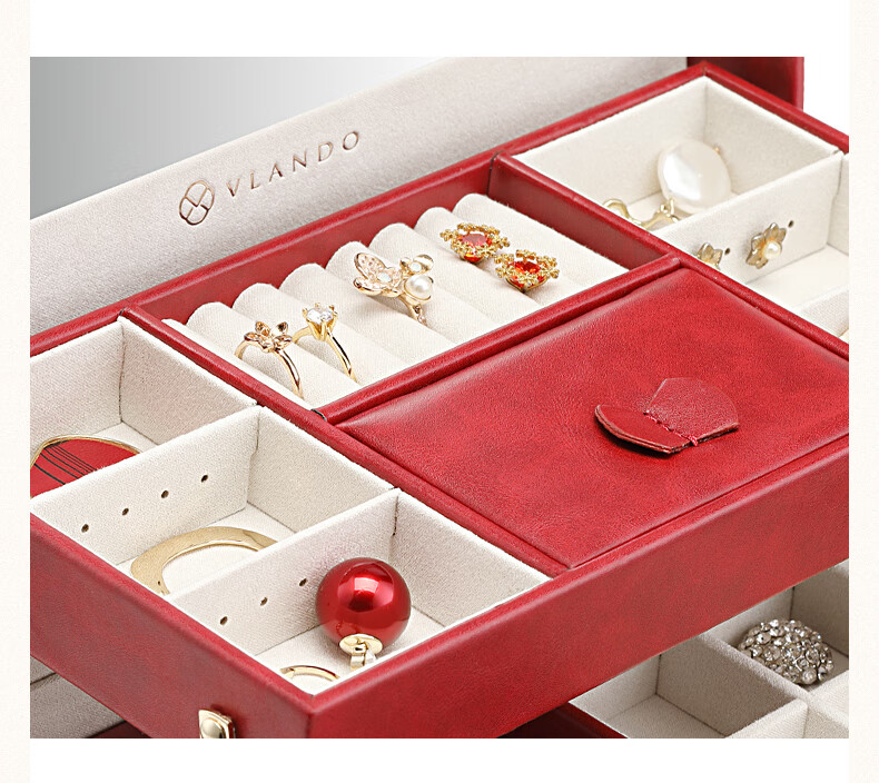 VLANDO Chinese High-End Jewelry Box, Large Capacity Storage Box, Gift for Best Friends, Colleagues, Newlyweds, Wedding Anniversary, Birthday Present 9