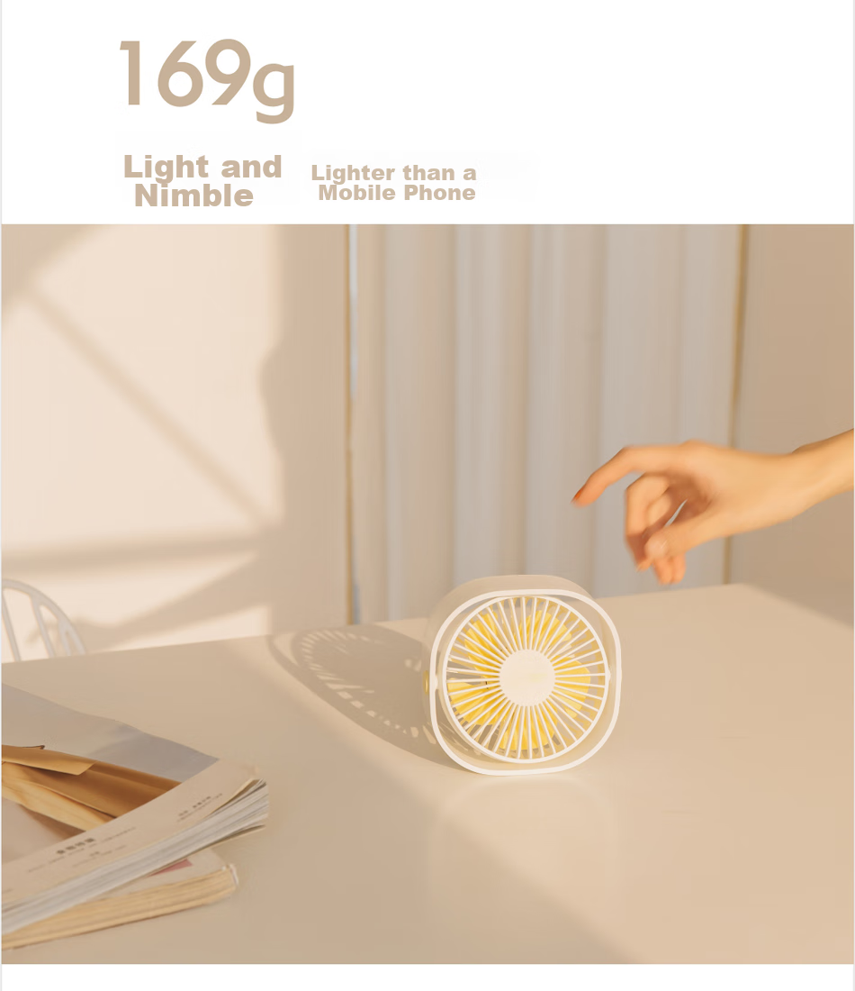 BIAZE Desktop Mini USB Fan, Tabletop Office Student Dorm Creative Electric Fan, Quiet Mini Desktop Fan FS1 White 4