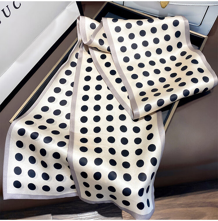 GLO-STORY Silk Scarf for Women, Mulberry Silk Versatile Double-Layer Fine Silk Narrow Small Scarf Long Flowing Ribbon Qixi Gift Box Set 13