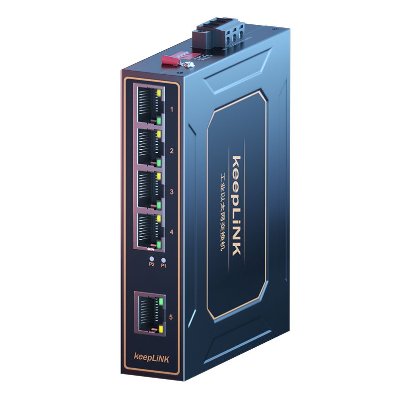 KeepLINK KP-9000 Industrial Ethernet Switch, 100Mbps, 5 Ports, DIN Rail Mount, Unmanaged, Per Unit