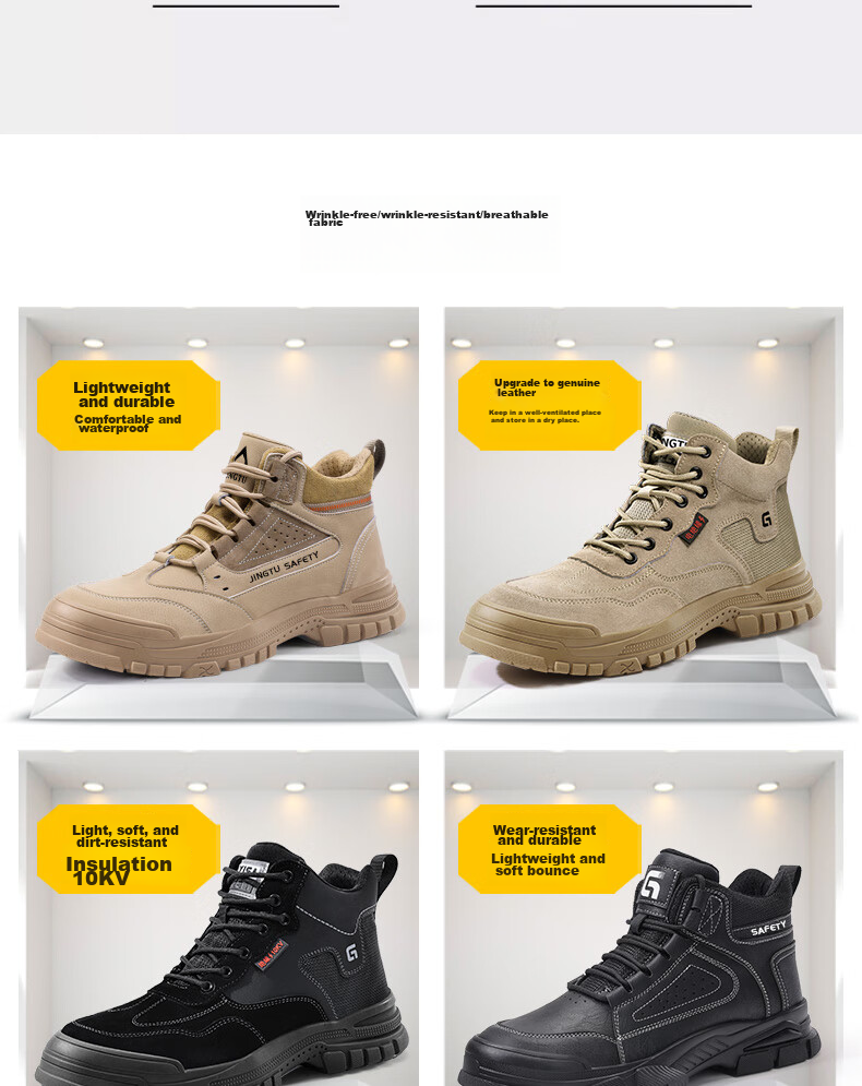 Jingtu High-Top Safety Shoes for Men, 10KV Insulated, Electrician Anti-Smashing Puncture-Resistant Safety Functional Shoes E3087-J Size 43 11