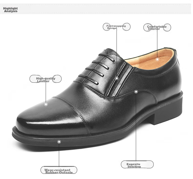3515 Qiangren Formal Shoes for Men, Three-Joint Leather Shoes, Business Casual Top-Grain Cowhide Slip-On Style Men's Shoes, Black, Size 43 9
