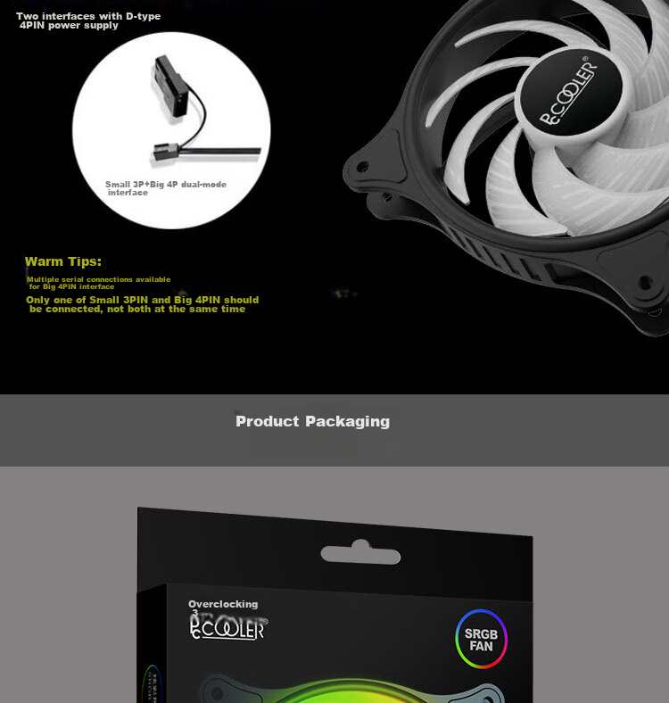 PCCOOLER Mingyue SRGB 12CM Case Fan (Colorful Lighting Effects, Luofu Bearing, Shock-Absorbing Foot Pad, Compatible with Series Connection) 10