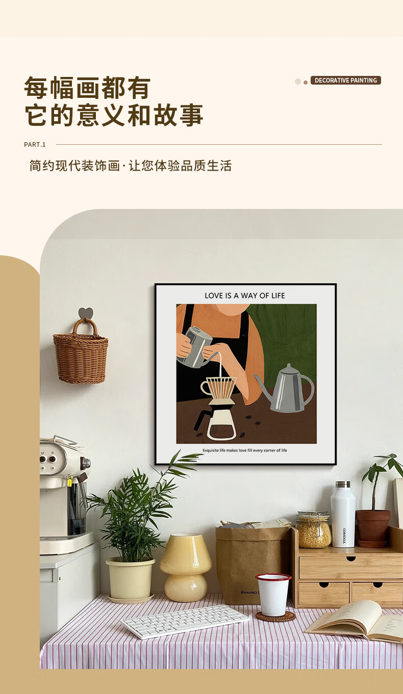 Zhang Xiaohua's Shop Coffee Shop Restaurant Wall Art Ins Style Bedroom Painting Nordic Niche Art Living Room Decor 1