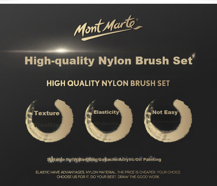 Mont Marte Brush Set of 4 Gouache Brushes, Student Art Exam Hand-Drawn Art Supplies, Gouache Acrylic Oil Painting Watercolor Paint Brushes BMHS0063 Sketching Markers Drawing 3
