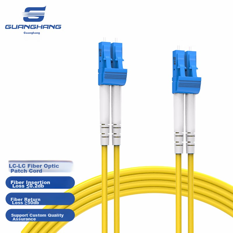 Guanghang Telecom-Grade Fiber Optic Patch Cable LC-LC Single-Mode Dual-Core 3-Meter Indoor Fiber Optic Cable, Low Smoke Zero Halogen Environmentally Friendly Outer Sheath, Transceiver Pigtail GH-LL03