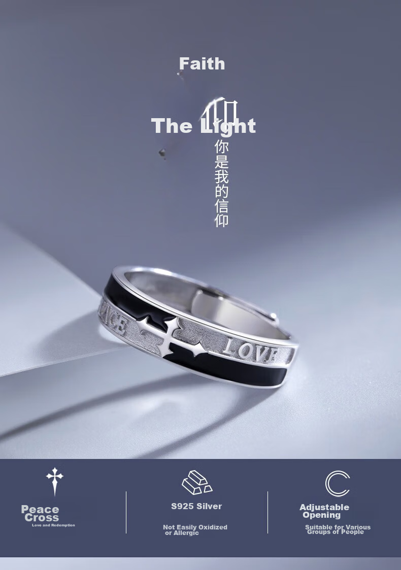 Zhoubaifu Faith Ring for Men, Student Life Pendant, Single Ring, Birthday Gift for Boyfriend Or Husband 1