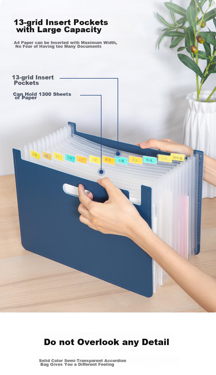 Deli 13-Slot A4 Drawstring File Folder, Multi-Layer Classification Storage, Accordion File for Student Exam Papers, Large Capacity Document Storage in Off-White 5238 5