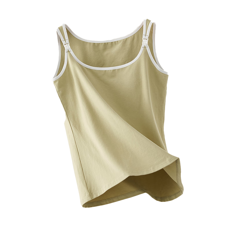 FENYE Nursing Bra, Cotton Camisole, Class A Thin Style, No Need for Bra, with Pads, Vest-Style Nursing Wear, Dark Gray, XL