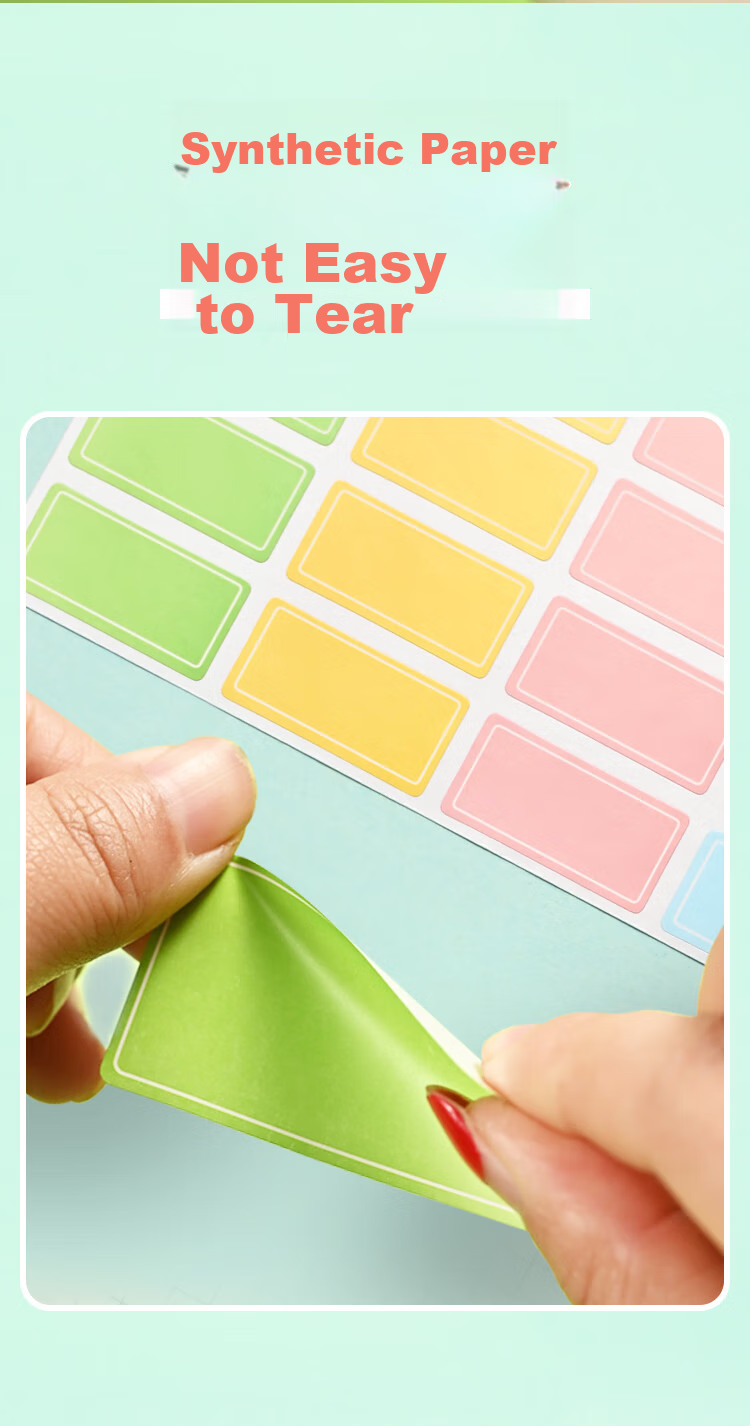 NVV Label Stickers, Medium Size, 120 Pieces, 63*22mm, Self-Adhesive Paper, Handwritten Colorful Classification Name Tags, Price Labels, Office Stationery Sticky Notes 6