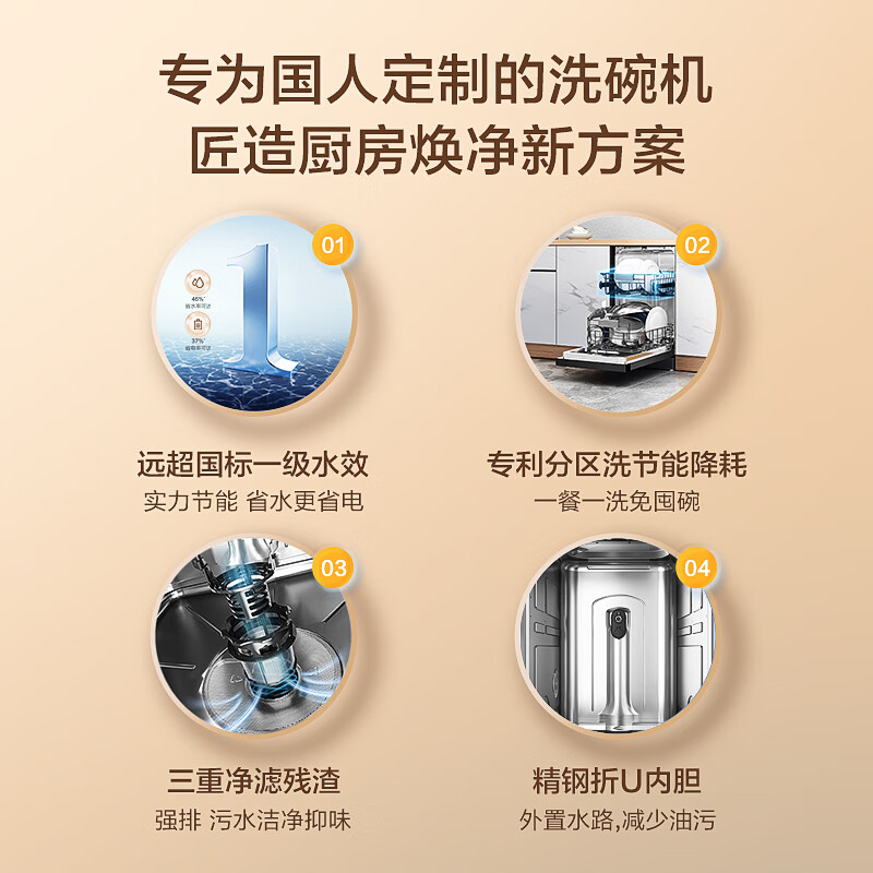 海尔（Haier）12套嵌入式变频洗碗机X3000洗消一体 一级水效 45cm超窄宽度 分区精洗EYBW122286BKU1