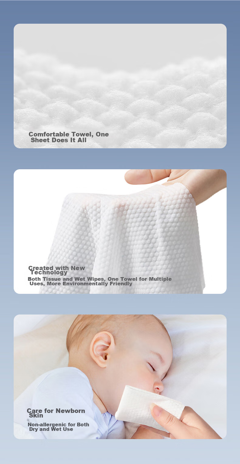 FulCotton FulCotton Baby Pure Cotton Soft Wipes [60 Sheets * 10 Packs] Gentle Facial Cleansing Towels, Thickened Pearl Texture 5