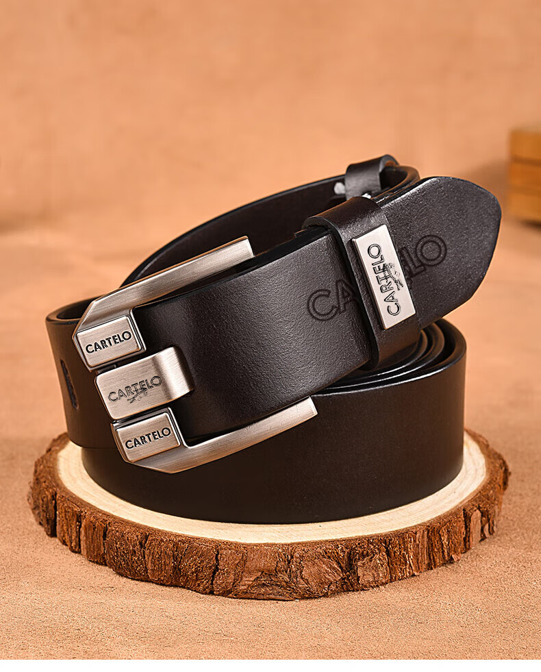 CARTELO Men's Top-Grain Leather Belt, Business Casual Pin Buckle Trouser Belt, Gift for Boyfriend, Husband, Or Father 12