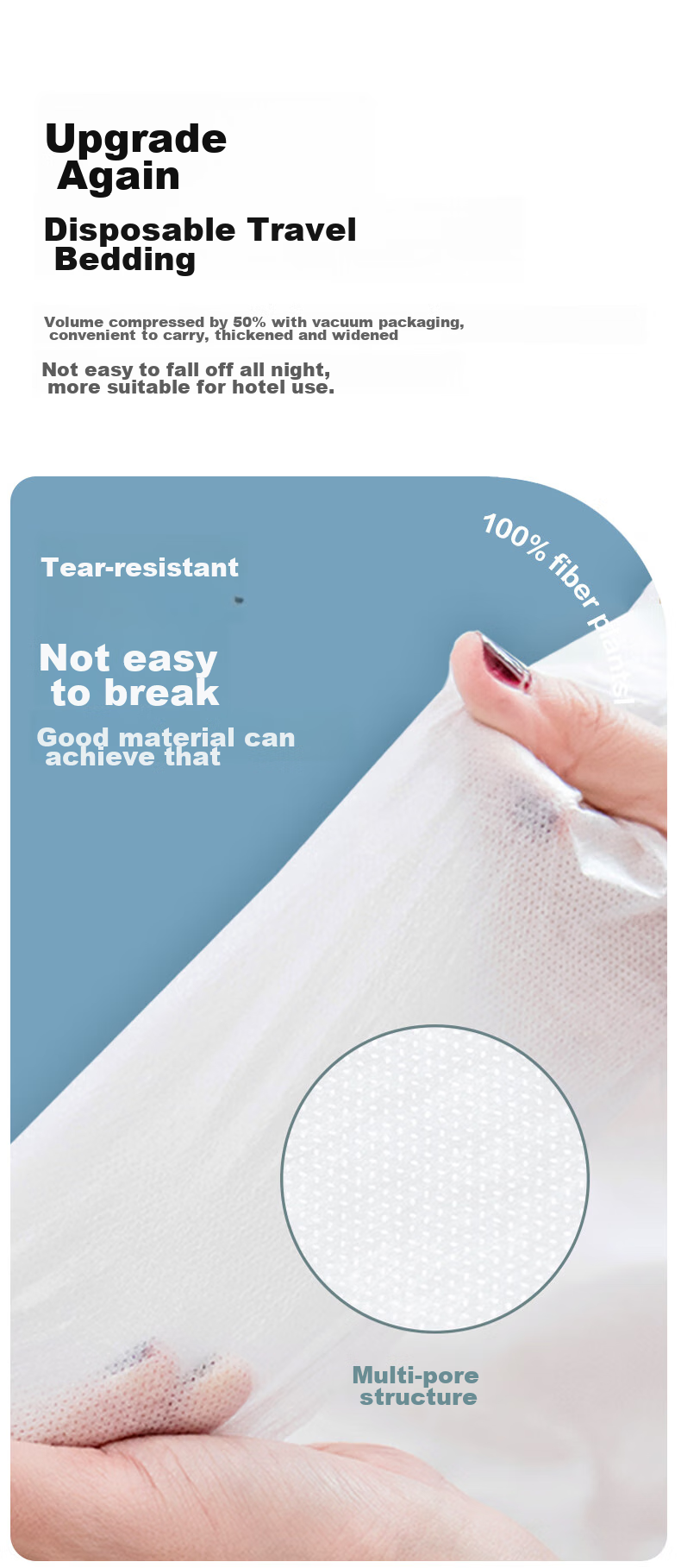 Koudailvxing Disposable Bed Sheet, Duvet Cover, Pillowcase, Thickened, for Business Trips, Travel, Portable, Hotel Supplies, Single Person Three-Piece Set 9