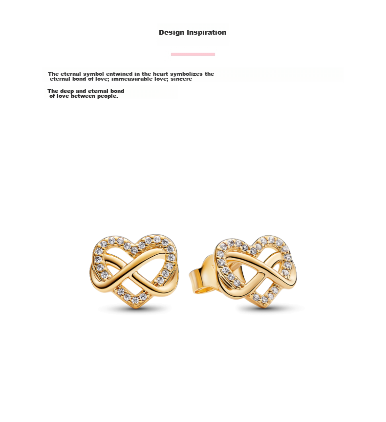 Pandora Shining Heart-Shaped Eternal Symbol Stud Earrings, Gold Heart Fashion Gift for Girlfriend's Birthday 2